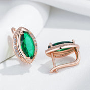 Kinel Hot 585 pendientes de gota simples de Color oro rosa para mujer moda rombo verde circón Natural joyería de boda Vintage