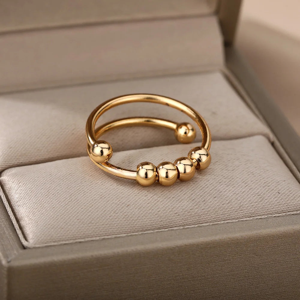 Anillo de cuentas de acero inoxidable para mujer, anillo estético de boda para pareja, accesorios de joyería de fiesta Vintage, regalo, envío gratis, 2024