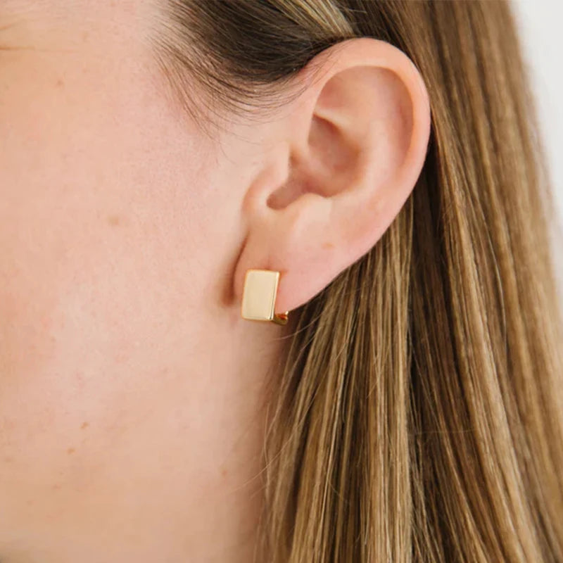 Pendientes de aro cuadrados geométricos para mujer, aretes de acero inoxidable de Color dorado, tendencia 2024, joyería Piercing, regalo de boda