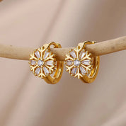 Pendientes de copo de nieve para mujer, pendientes de acero inoxidable de Color dorado, tendencia 20224, joyería estética de flores de lujo para las orejas, envío gratuito