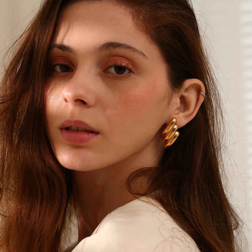 E.B.belle-pendientes chapados en oro de 18 quilates con forma de rayo, joyería de acero inoxidable 316L para mujer, hipoalergénico