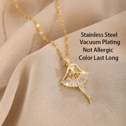 Collares con colgante de circonita de cristal para mujer, bailarina elegante y dulce, moda coreana, regalo de joyería Sexy de acero inoxidable
