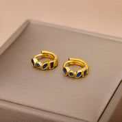 Pendientes de aro verdes de circón minimalistas para mujer, aretes de botón de oreja de círculo pequeño de acero inoxidable, joyería de moda