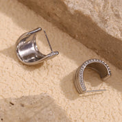 E.B.belle Edge of Waves pendientes brillantes impermeables, acero inoxidable 316L, pendientes para mujer, chapado en oro de 18K, regalo