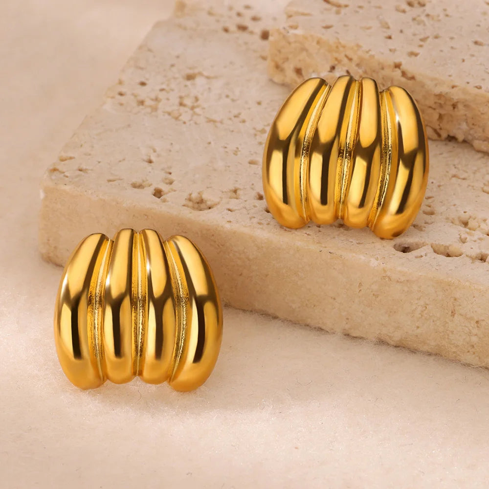 Pendientes de aro en forma de C para mujer, aretes de acero inoxidable de Color dorado, Piercing Irregular multicapa, nuevos regalos de joyería de moda