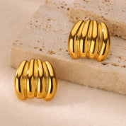 Pendientes de aro en forma de C para mujer, aretes de acero inoxidable de Color dorado, Piercing Irregular multicapa, nuevos regalos de joyería de moda