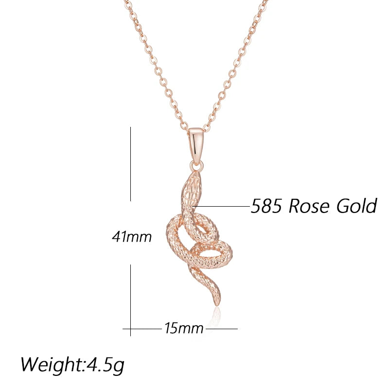 Kinel moda 585 collar con colgante de serpiente de oro rosa para mujer metales pesados únicos accesorios Punk Rock joyería Animal Vintage
