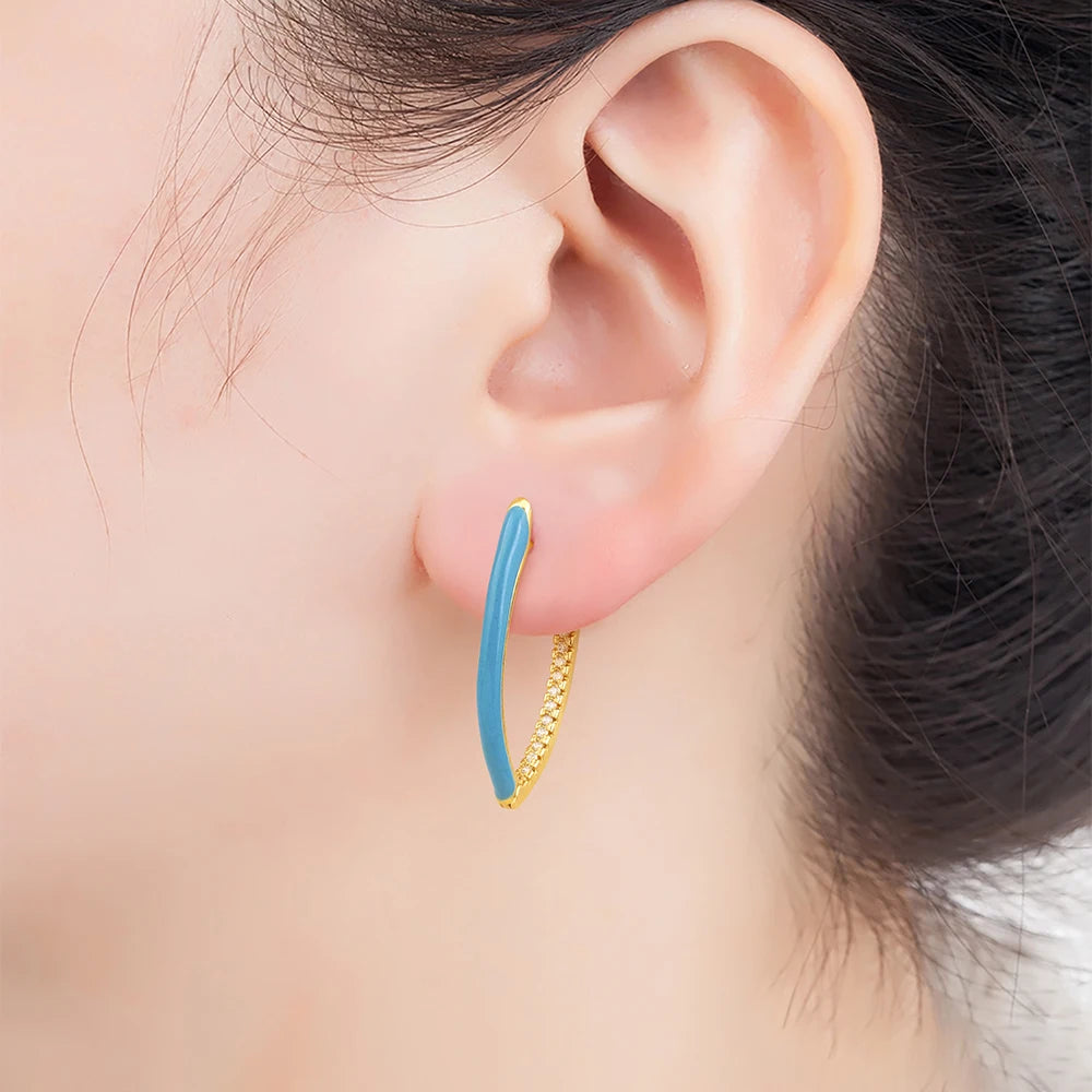AIBEF-pendientes colgantes de gota de aceite azul para mujer, joyería de alta calidad, circonita de cobre, accesorios Punk de Hip Hop, regalo de fiesta para niña, venta al por mayor