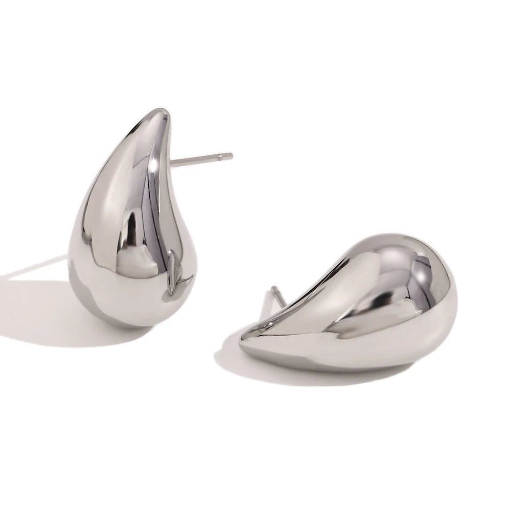 E.B.belle Mini pendientes de gota huecos de tamaño S, pendientes chapados en oro de 18 quilates de Color plateado para mujer, regalo de acero inoxidable 316L