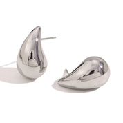 E.B.belle Mini pendientes de gota huecos de tamaño S, pendientes chapados en oro de 18 quilates de Color plateado para mujer, regalo de acero inoxidable 316L