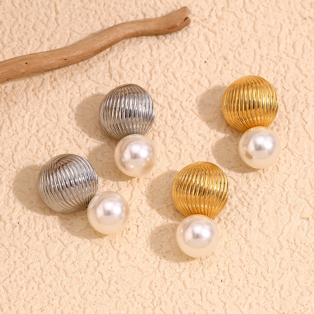E.B.belle-pendiente con forma de globo aerostático para mujer, colgante de perla de imitación, joyería elegante de moda, acero inoxidable, hipoalergénico