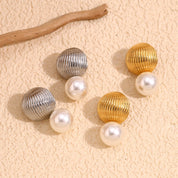 E.B.belle-pendiente con forma de globo aerostático para mujer, colgante de perla de imitación, joyería elegante de moda, acero inoxidable, hipoalergénico