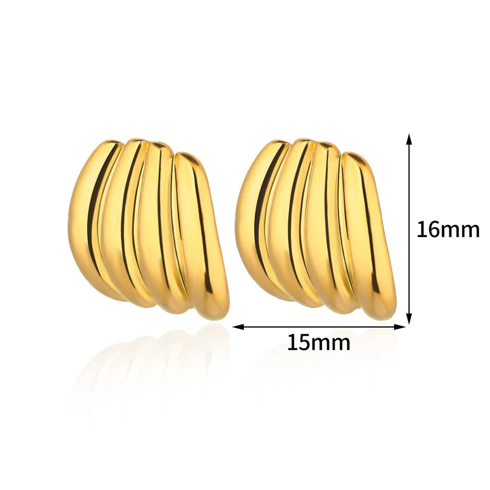 Pendientes de aro en forma de C para mujer, aretes de acero inoxidable de Color dorado, Piercing Irregular multicapa, nuevos regalos de joyería de moda