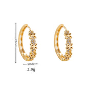 Pendientes de aro de piedra de circón con flor de arcoíris para mujer, joyería de boda de Color dorado de lujo para mujer
