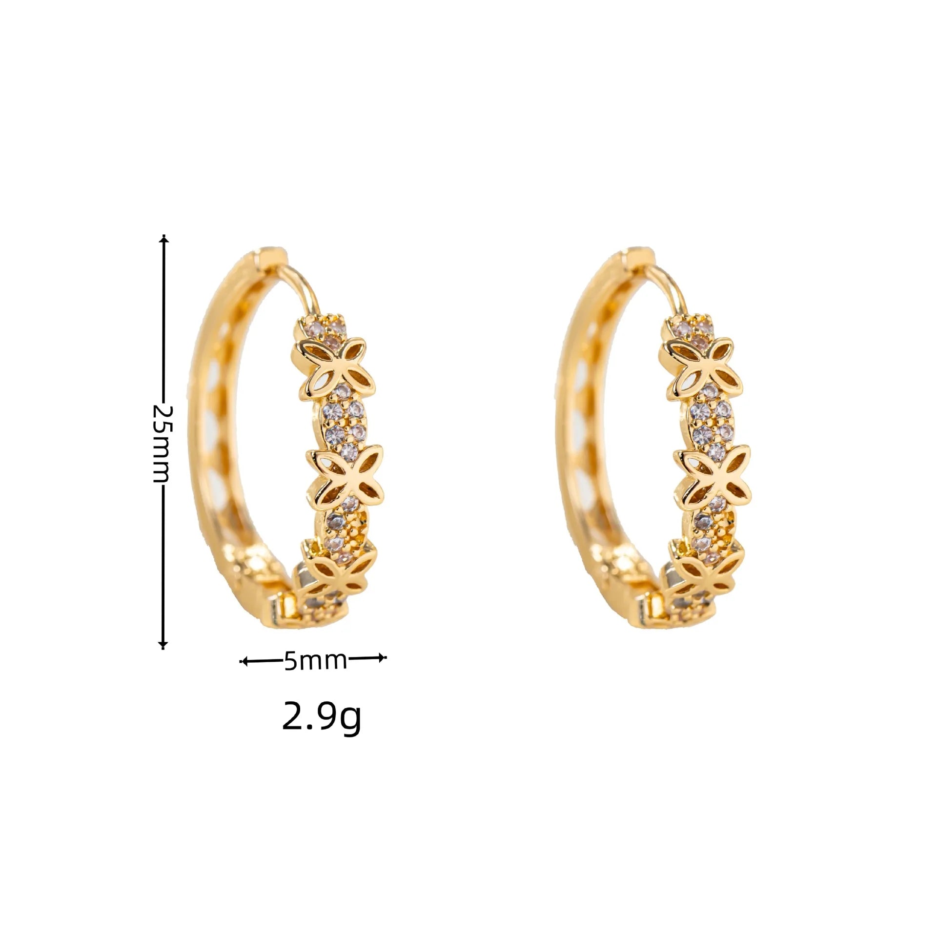 Pendientes de aro de piedra de circón con flor de arcoíris para mujer, joyería de boda de Color dorado de lujo para mujer