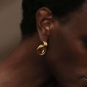 E.B.belle-pendientes circulares de líneas clásicas para mujer, joyería sin deslustre, acero inoxidable, hipoalergénico, chapado en oro de 18 quilates
