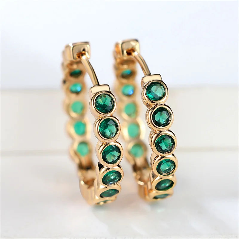 Pendientes de aro redondos negros pequeños y bonitos de lujo para mujer, joyería de boda de piedra de circón de Color dorado a la moda para mujer