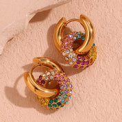 E.B.belle-pendientes de aro de diamantes de imitación para mujer, joyería femenina de acero inoxidable 316L, chapado en oro de 18K, de lujo, colorido, para fiesta, 2024