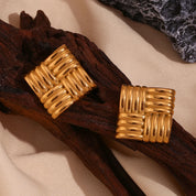 Pendientes cuadrados con rayas horizontales y verticales en un patrón de rejilla aretes Pendientes de mujer Regalo de acero inoxidable сubьги