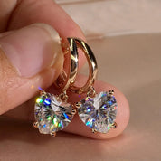 Encantadores pendientes de aro de Color dorado con forma de corazón, pendientes colgantes de circón para mujer, joyería de boda, regalo para mujeres y niñas