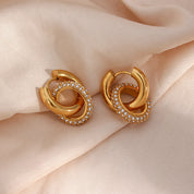 E.B.belle-pendientes de aro con círculo redondo brillante para mujer, aretes de aro con diamantes de imitación completos, joyería de fiesta