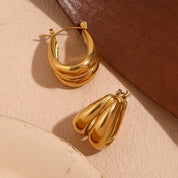 Pendientes de gota lisos en forma de U dobles, joyería chapada en oro de 18K, decoración de acero inoxidable 316L, sin deslustre, impermeable