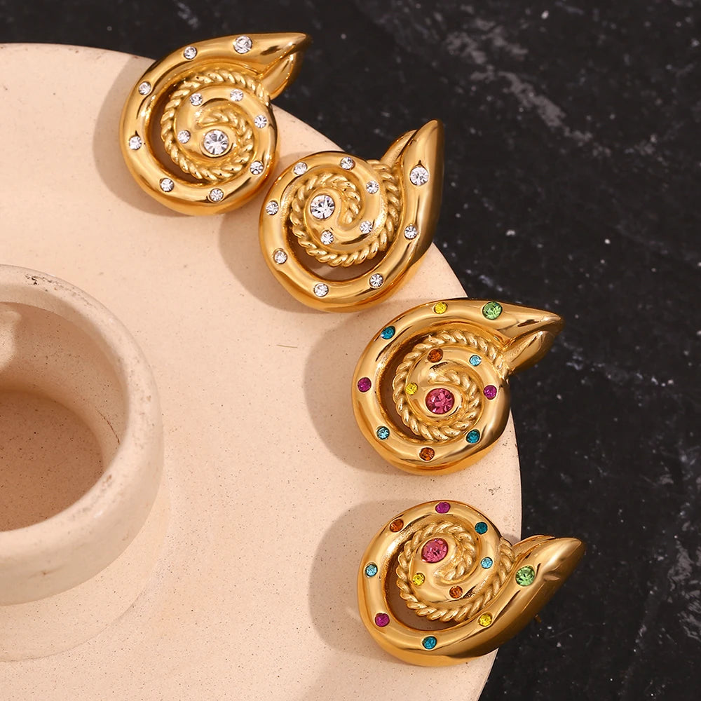Pendientes de caracol con circonitas