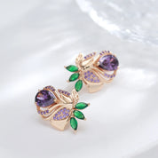 Kienl-pendientes de gota de flor de circón Natural púrpura Vintage para mujer, joyería fina de alta calidad para uso diario, pendiente grande de Color oro rosa 585