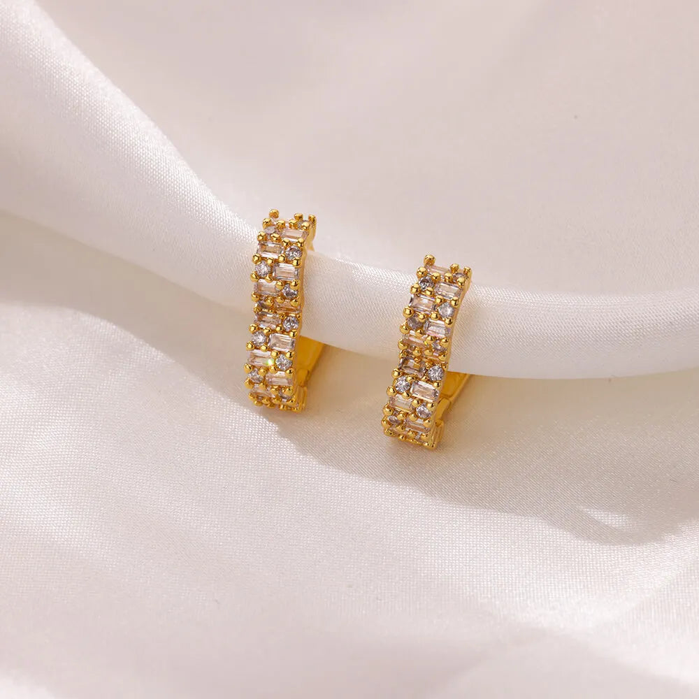 Pendientes de aro de corazón de circón negro para mujer, aretes de acero inoxidable de Color dorado, joyería de boda de lujo, regalo