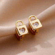 Pendientes con cierre de circonita en forma de corazón para mujer, aretes de aro de acero inoxidable de lujo, moda coreana, joyería de boda 2023