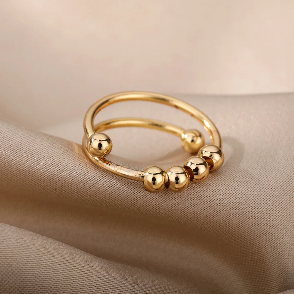 Anillo de cuentas de acero inoxidable para mujer, anillo estético de boda para pareja, accesorios de joyería de fiesta Vintage, regalo, envío gratis, 2024