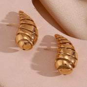 E.B.belle-pendientes de gota de agua hueca para mujer, aretes de acero inoxidable 316L, Color plateado, joyería chapada en oro de 18K