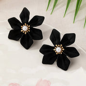 Pendientes de tuerca para mujer, flor, perla de imitación, Retro, elegancia, temperamento, regalo de fiesta, joyería de moda OL CE227