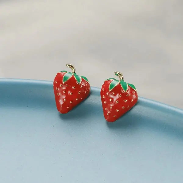 Bonito pendiente colgante de fresa roja de simulación, nuevo pendiente de fruta y fresa para mujer, chica dulce para mujer, regalos de joyería de fiesta