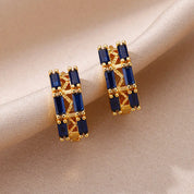 Pendientes de circón azul de lujo para mujer, pendientes de acero inoxidable a la moda, nuevo diseño, joyería estética de boda, envío gratis 2023