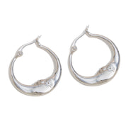 E.B.belle-pendientes de aro con forma de luna abstracta para mujer, joyería elegante, redonda, hipoalergénica, Color dorado/plateado, de acero inoxidable
