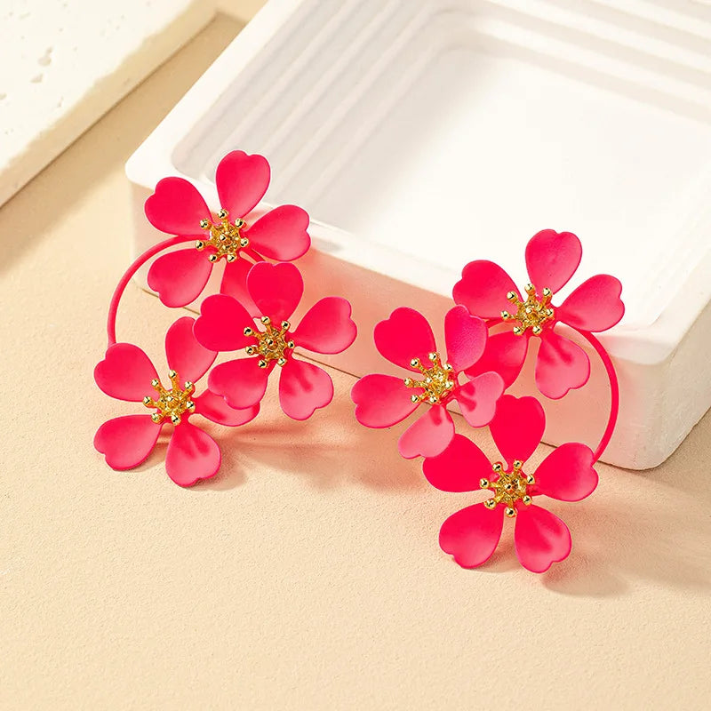 Pendientes de flores tridimensionales Retro geométricos para mujer, regalo de fiesta, joyería de moda, accesorios para las orejas BE490