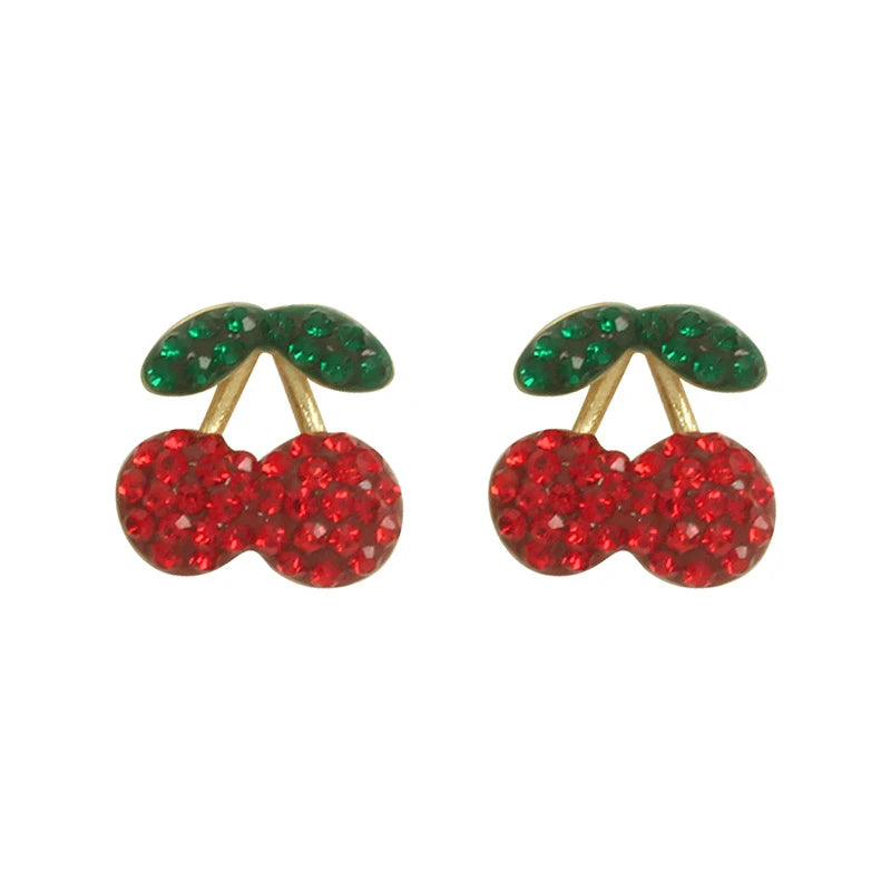 RHYSONG-collar con colgante de cereza de acero inoxidable 316L, pendientes delicados, cadena chapada en oro a la moda para mujer, regalo de joyería