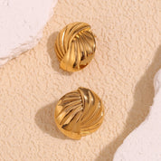 E.B.belle-pendientes circulares de rayas trenzadas para mujer, aretes chapados en oro de 18 quilates, regalo de acero inoxidable 316L