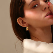 E.B.belle-pendientes redondos irregulares de estilo Retro con diamantes de imitación, joyería de acero inoxidable chapada en oro de 18 quilates, resistentes al agua para fiesta de mujer