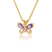 Bonito Collar de mariposa para mujer, collares estéticos de circonita púrpura de cristal de acero inoxidable, Gargantilla con dijes, joyería de fiesta