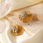 Pendientes creativos de concha de estrella de mar de Metal de gran tamaño para mujer, orejera de acero inoxidable a la moda, regalos de joyería de lujo para mujer
