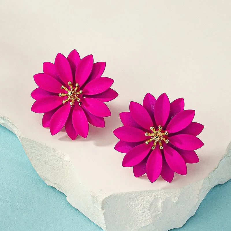 Pendientes de tuerca para mujeres y niñas, temperamento de flor de Metal esmaltado, accesorios para las orejas con personalidad Simple Popular, joyería de moda CE287
