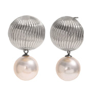 E.B.belle-pendiente con forma de globo aerostático para mujer, colgante de perla de imitación, joyería elegante de moda, acero inoxidable, hipoalergénico