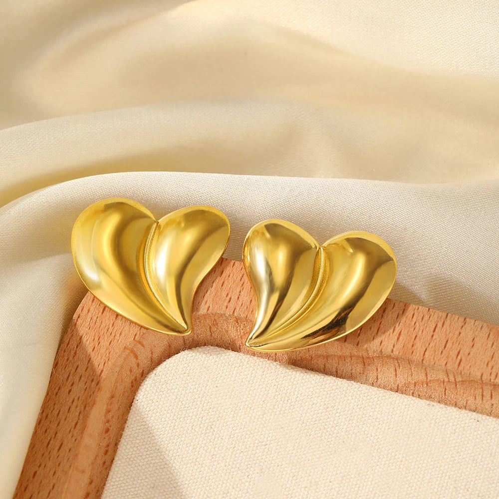 Pendientes de acero inoxidable para mujer, accesorios populares asimétricos de corazón de melocotón, joyería para personas mayores, regalo de cumpleaños