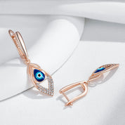 Kinel moda novedosa 585 pendientes de gota de esmalte azul de Color oro rosa para mujer chica boda fiesta joyería de gota de circón Natural