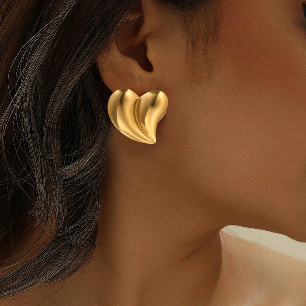Pendientes de acero inoxidable para mujer, accesorios populares asimétricos de corazón de melocotón, joyería para personas mayores, regalo de cumpleaños