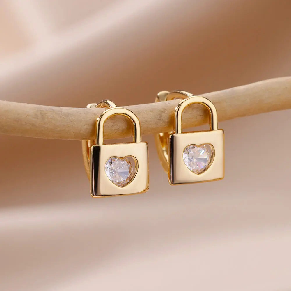 Pendientes con cierre de circonita en forma de corazón para mujer, aretes de aro de acero inoxidable de lujo, moda coreana, joyería de boda 2023