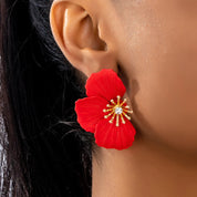 Pendientes de flores lacadas con diamantes de imitación de lujo, pendientes elegantes a la moda para mujeres, banquetes, fiestas de regalos, venta al por mayor
