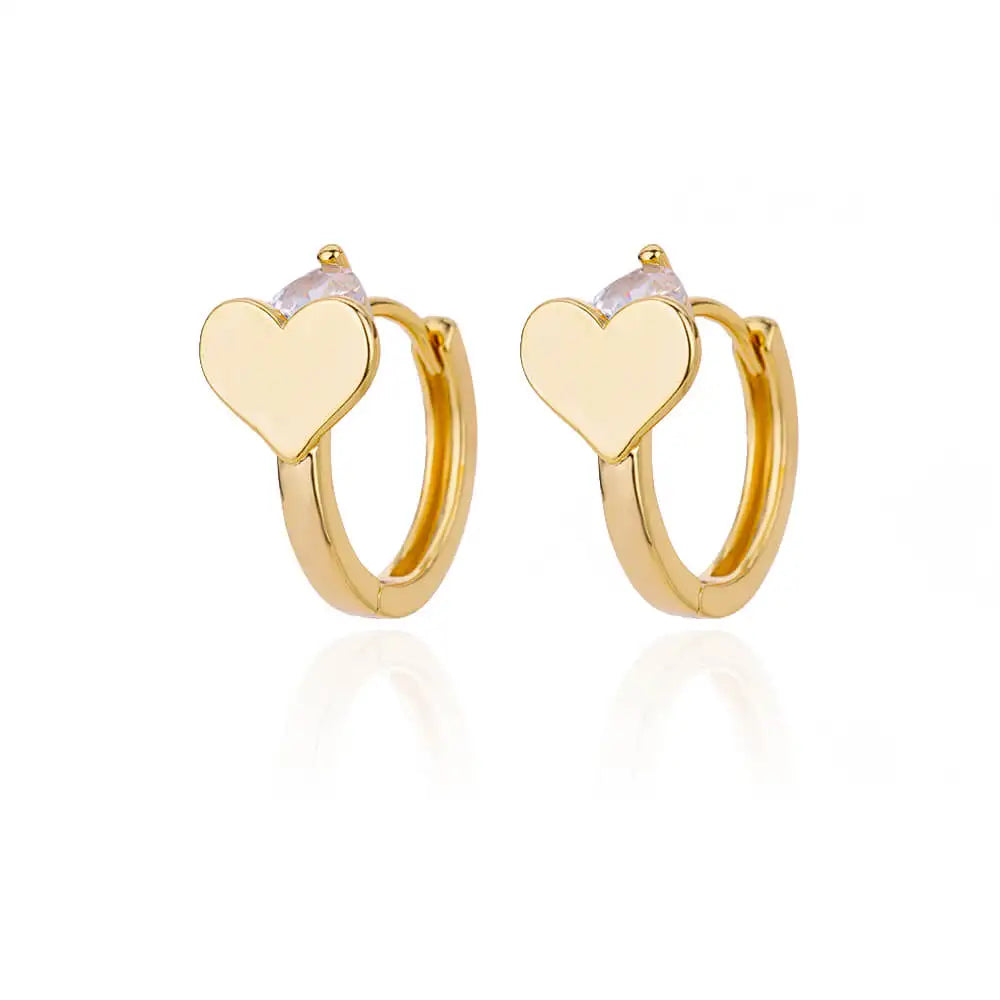Pendientes con cierre de circonita en forma de corazón para mujer, aretes de aro de acero inoxidable de lujo, moda coreana, joyería de boda 2023